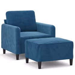 vidaXL Poltrona con Poggiapiedi Blu 60 cm in Velluto - Vista aggiuntiva 2