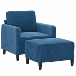 vidaXL Poltrona con Poggiapiedi Blu 60 cm in Velluto - Vista aggiuntiva 3