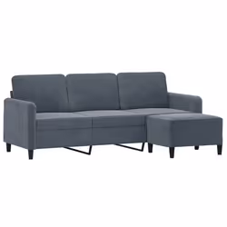 vidaXL Divano a 3 Posti con Poggiapiedi Grigio Scuro 180 cm in Velluto - Vista aggiuntiva 3