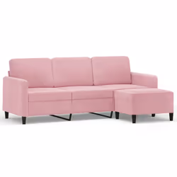vidaXL Divano a 3 Posti con Poggiapiedi rosa 180 cm in Velluto - Vista aggiuntiva 2