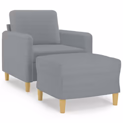 Poltrona con Poggiapiedi Grigio Chiaro 60 cm in Tessutocod mxl 72797 - Vista aggiuntiva 2