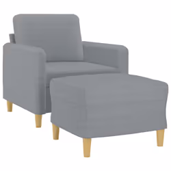 Poltrona con Poggiapiedi Grigio Chiaro 60 cm in Tessutocod mxl 72797 - Vista aggiuntiva 3