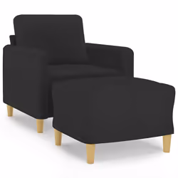 vidaXL Poltrona con Poggiapiedi Nero 60 cm in Tessuto - Vista aggiuntiva 2