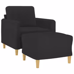 vidaXL Poltrona con Poggiapiedi Nero 60 cm in Tessuto - Vista aggiuntiva 3