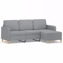 Divano a 3 Posti con Poggiapiedi Grigio Chiaro 180cm in Tessutocod mxl 72793 - Vista aggiuntiva 2