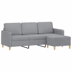 Divano a 3 Posti con Poggiapiedi Grigio Chiaro 180cm in Tessutocod mxl 72793 - Vista aggiuntiva 3