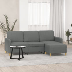 Divano a 3 Posti con Poggiapiedi Grigio Scuro 180cm in Tessutocod mxl 96786