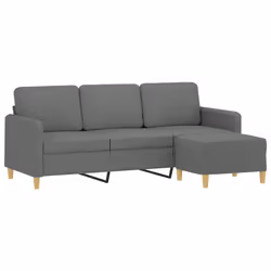 Divano a 3 Posti con Poggiapiedi Grigio Scuro 180cm in Tessutocod mxl 96786 - Vista aggiuntiva 3