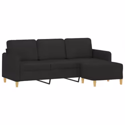 Divano a 3 Posti con Poggiapiedi Nero 180 cm in Tessutocod mxl 120716 - Vista aggiuntiva 3