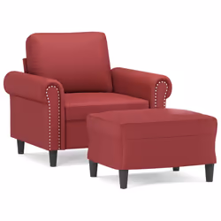 vidaXL Poltrona con Poggiapiedi Rosso Vino 60 cm in Similpelle - Vista aggiuntiva 2