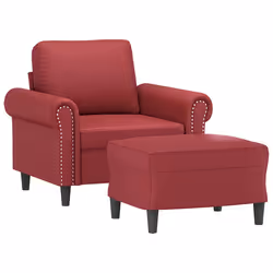 vidaXL Poltrona con Poggiapiedi Rosso Vino 60 cm in Similpelle - Vista aggiuntiva 3