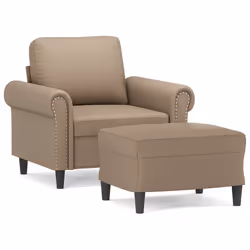 vidaXL Poltrona con Poggiapiedi Cappuccino 60 cm in Similpelle - Vista aggiuntiva 2
