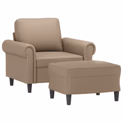 vidaXL Poltrona con Poggiapiedi Cappuccino 60 cm in Similpelle - Vista aggiuntiva 3