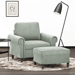 Vidaxl - Poltrona con Poggiapiedi Grigio Chiaro 60 cm in Velluto 41320