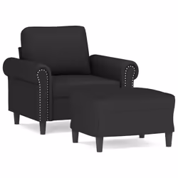 Poltrona con Poggiapiedi Nero 60 cm in Vellutocod mxl 120721 - Vista aggiuntiva 2