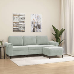 Divano a 3 Posti con Poggiapiedi Grigio Chiaro 180cm in Vellutocod mxl 96793