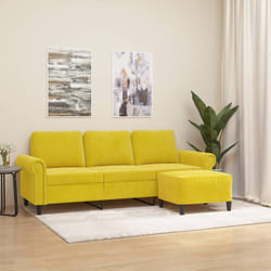 Divano a 3 Posti con Poggiapiedi Giallo 180cm in Vellutocod mxl 72799