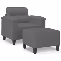 Poltrona con Poggiapiedi Grigio Scuro 60 cm Tessuto Microfibracod mxl 123147 - Vista aggiuntiva 2