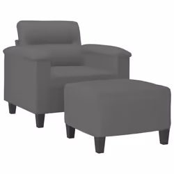 Poltrona con Poggiapiedi Grigio Scuro 60 cm Tessuto Microfibracod mxl 123147 - Vista aggiuntiva 3