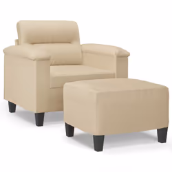 vidaXL Poltrona con Poggiapiedi crema 60 cm in Tessuto Microfibra - Vista aggiuntiva 2