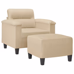vidaXL Poltrona con Poggiapiedi crema 60 cm in Tessuto Microfibra - Vista aggiuntiva 3
