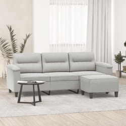 Vidaxl - Divano a 3 Posti con Poggiapiedi Grigio Chiaro 180cm Microfibra