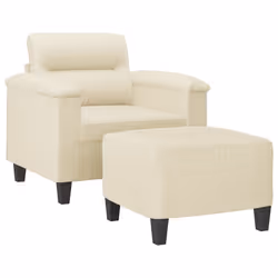 Poltrona con Poggiapiedi Crema 60 cm in Similpellecod mxl 120722 - Vista aggiuntiva 3