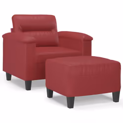 Poltrona con Poggiapiedi Rosso Vino 60 cm in Similpellecod mxl 72801 - Vista aggiuntiva 2