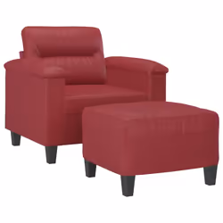 Poltrona con Poggiapiedi Rosso Vino 60 cm in Similpellecod mxl 72801 - Vista aggiuntiva 3