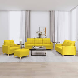 vidaXL Set di Divani 4 pz con Cuscini Giallo Chiaro in Tessuto
