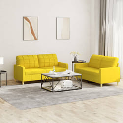 vidaXL Set di Divani 2 pz con Cuscini Giallo Chiaro in Tessuto