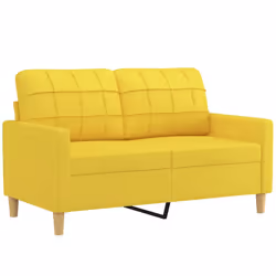 vidaXL Set di Divani 2 pz con Cuscini Giallo Chiaro in Tessuto - Vista aggiuntiva 3