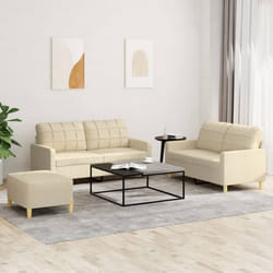 vidaXL Set di Divani 3 pz con Cuscini Crema in Tessuto