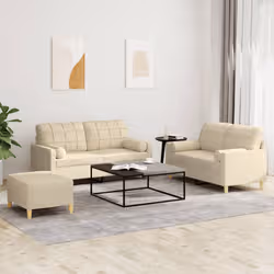 VidaXL 3201300 set di mobili per soggiorno Crema Metallo, Legno compensato - Vista aggiuntiva 2