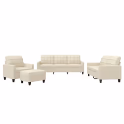 Set di Divani 4 pz con Cuscini crema in Similpellecod mxl 107058 - Vista aggiuntiva 2