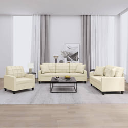 vidaXL Set di Divani 3 pz con Cuscini Crema in Similpelle