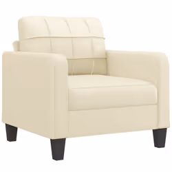 vidaXL Set di Divani 3 pz con Cuscini Crema in Similpelle - Vista aggiuntiva 3