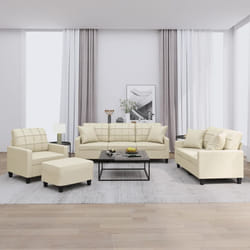 vidaXL Set di Divani 4 pz con Cuscini Crema in Similpelle