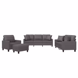 VidaXL 3201355, Grigio, Schiuma, Ecopelle, Metallo, Polywood, Tessile, 60 cm, 50 cm, 41 cm