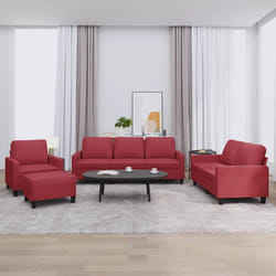vidaXL Set di Divani 4 pz con Cuscini Rosso Vino in Similpelle