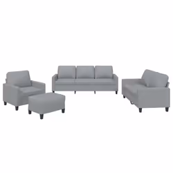Set di Divani 4 pz con Cuscini Grigio Chiaro in Tessutocod mxl 83122 - Vista aggiuntiva 2