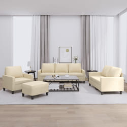 vidaXL Set di Divani 4 pz con Cuscini Crema in Tessuto