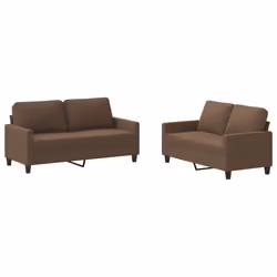 vidaXL Set di Divani 2 pz con Cuscini Marrone in Tessuto - Vista aggiuntiva 2