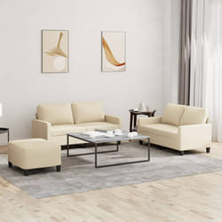 vidaXL Set di Divani 3 pz con Cuscini Crema in Tessuto