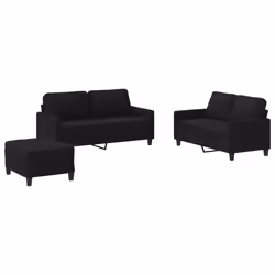 Set di Divani 3 pz con Cuscini Nero in Tessutocod mxl 107068 - Vista aggiuntiva 2