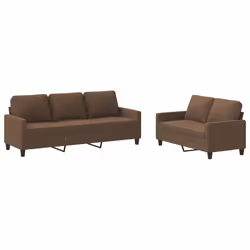 vidaXL Set di Divani 2 pz con Cuscini Marrone in Tessuto - Vista aggiuntiva 2