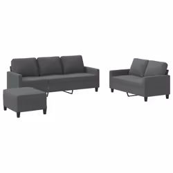 Set di Divani 3 pz con Cuscini Grigio Scuro in Tessutocod mxl 83172 - Vista aggiuntiva 2