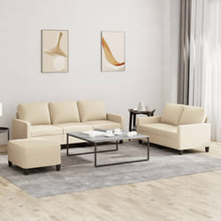 vidaXL Set di Divani 3 pz con Cuscini Crema in Tessuto