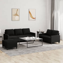 Set di Divani 3 pz con Cuscini Nero in Tessutocod mxl 131033