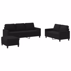 Set di Divani 3 pz con Cuscini Nero in Tessutocod mxl 131033 - Vista aggiuntiva 2